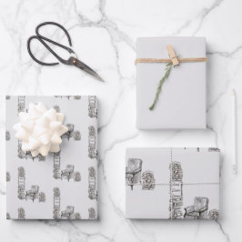 Buchliebhaber Ecke Wrapping Paper Sheet Geschenkpapier Set
