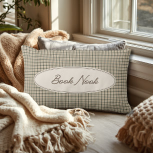 Buchliebhaber Elegantes Schriftzug Gingham  Lendenkissen