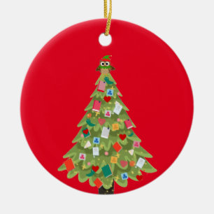 Buchliebhaber fröhlicher Traum Weihnachtsbaumspass Keramik Ornament