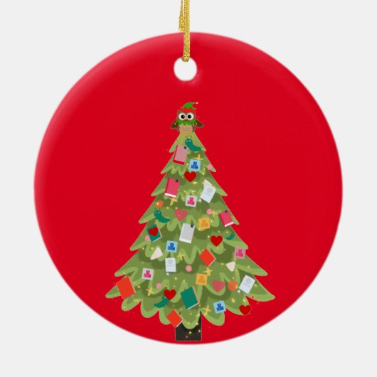 Buchliebhaber fröhlicher Traum Weihnachtsbaumspass Keramik Ornament (Hinten)
