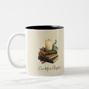 Buchliebhaber-Gemütlichkeitkerze und Vintage-Büche Zweifarbige Tasse