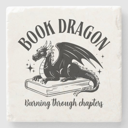 Buchliebhaber-Geschenk Fantasy-Drache Steinuntersetzer (Vorderseite)