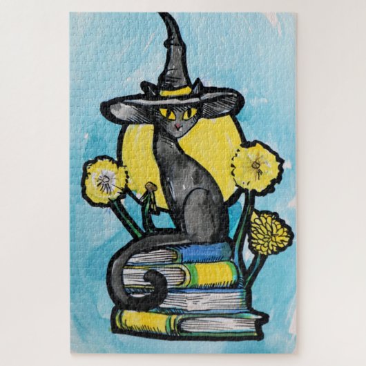 Buchliebhaber-Hexenkatze Puzzle (Vertikal)