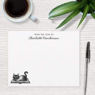 Buchliebhaber Katze Schwarz und Weiß Custom Mitteilungskarte