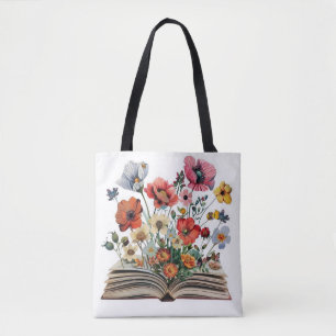 Buchliebhaber Leser Bibliophile Blumen Tasche