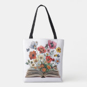 Buchliebhaber Leser Bibliophile Blumen Tasche (Rückseite)