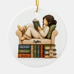 Buchliebhaber Nur ein Mädchen Benutzerdefiniertes  Keramik Ornament