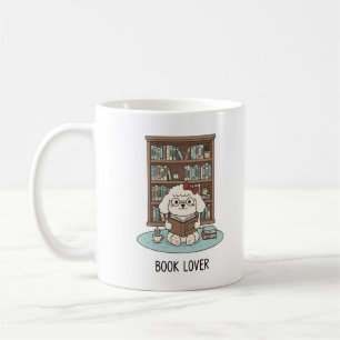 Buchliebhaber-Pudel-Welpe-Pastell-Lesetasse-Design Kaffeetasse