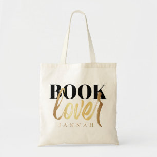 Buchliebhaber Schwarz Gold Schrift Buch Nerd Name Tragetasche