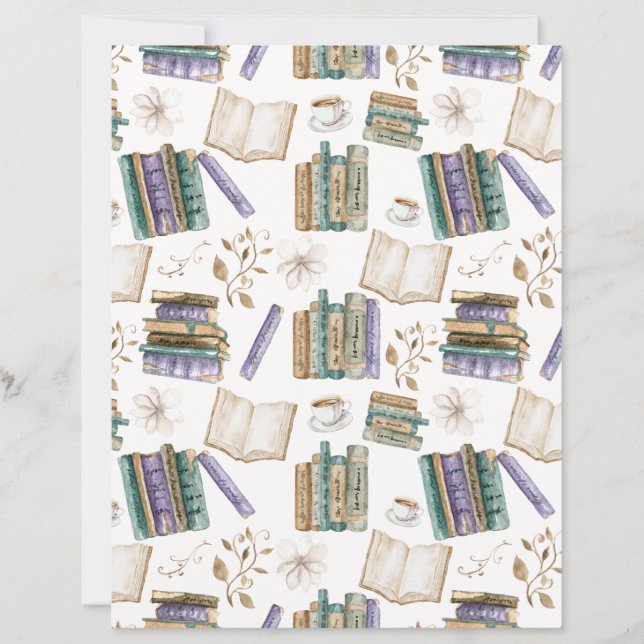 Buchliebhaber Scrapbook Papier in Weiß (Vorderseite)