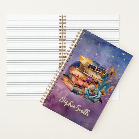 Buchliebhaber Whimsical Stack of Books Journal Notizblock (Innen)