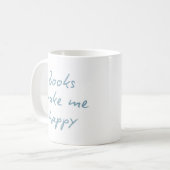 Buchliebhaber-Zitat Handschriftlich Blaues Skript  Kaffeetasse (Vorderseite Links)