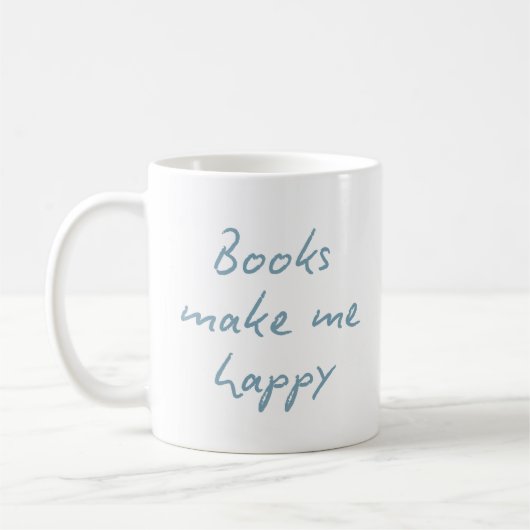 Buchliebhaber-Zitat Handschriftlich Blaues Skript  Kaffeetasse (Links)