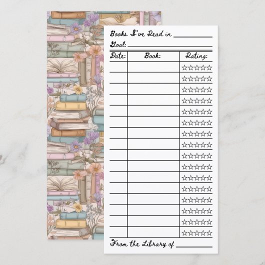 Buchliste-Tracker Flachkarte (Vorne/Hinten)