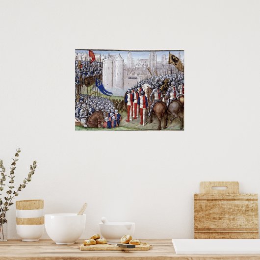 Buchmalerei Mittelalter Belagerung Poster (Küche)