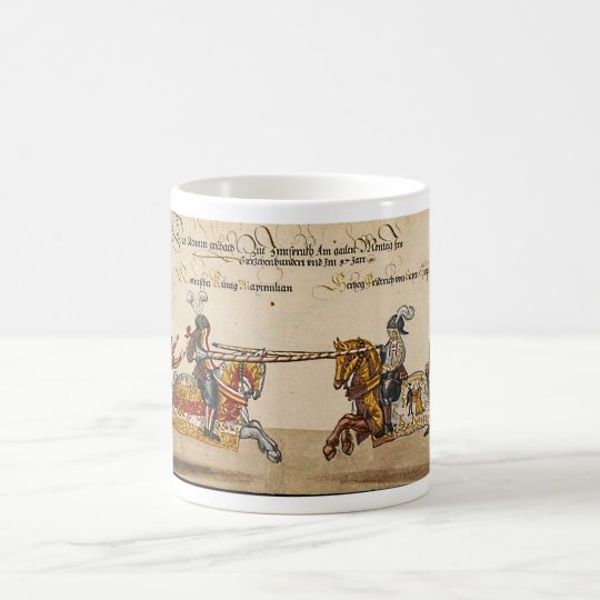Buchmalerei Mittelalter Ritterduell Spätmittelalte Kaffeetasse