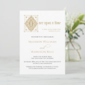 Buchmärchen 1 auf einer Hochzeit in der Zeitbiblio Einladung (Stehend Vorderseite)