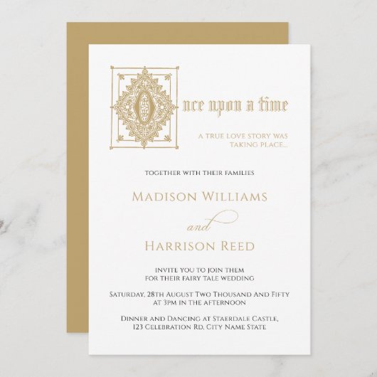 Buchmärchen 1 auf einer Hochzeit in der Zeitbiblio Einladung (Vorne/Hinten)