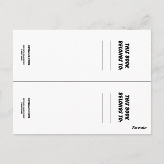 Buchmarkierungen für Wasserfarben Giraffe Postkarte (Rückseite)