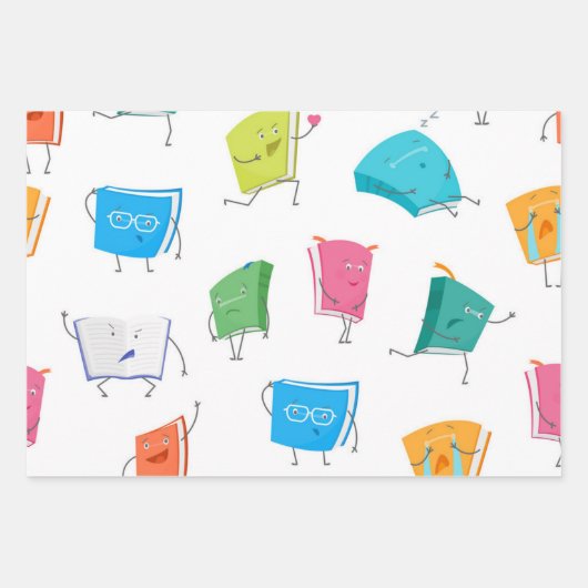 Buchmuster Geschenkpapier Set (Vorderseite)