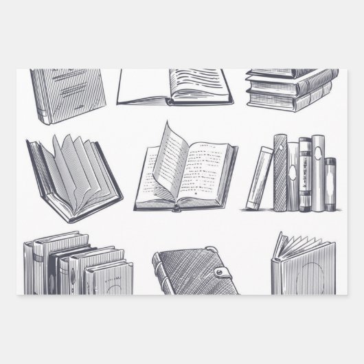 Buchmuster Geschenkpapier Set (Vorderseite)