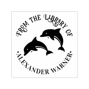 Buchname niedlich Leaping Delphins Silhouette Permastempel