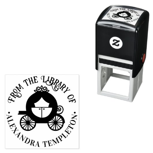 Buchname von Cinderella Pumpkin Carriage Library Permastempel (Beispiel)