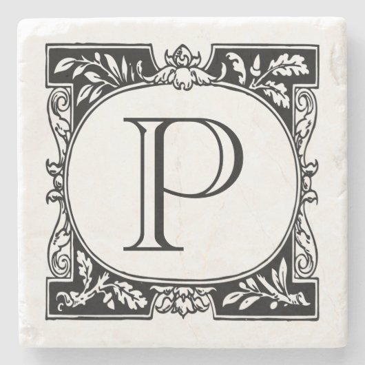Buchplakette Monogramm Steinuntersetzer (Vorderseite)