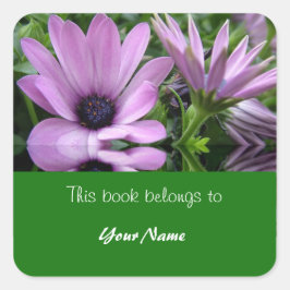 Buchplatte, lila Blume Quadratischer Aufkleber