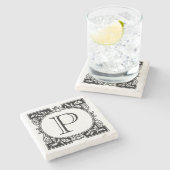 Buchplatte Monogramm Steinuntersetzer (Seitenansicht)