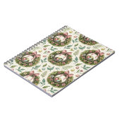 Buchsbaum-Osterkranz mit rosa Schleife und Ei Notizblock (Linke Seite)