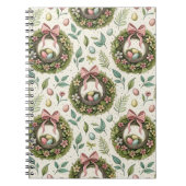 Buchsbaum-Osterkranz mit rosa Schleife und Ei Notizblock (Vorderseite)