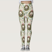 Buchsbaum-Osterkranz rosa Schleife mit Ei Leggings (Vorderseite)