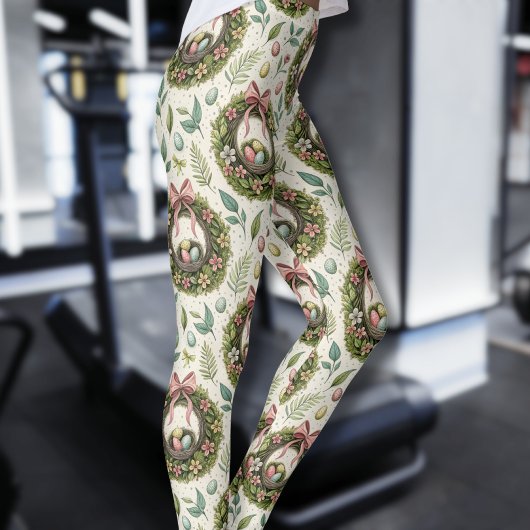 Buchsbaum-Osterkranz rosa Schleife mit Ei Leggings