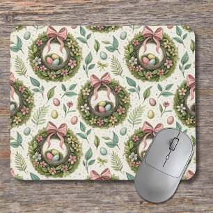 Buchsbaum-Osterkranz rosa Schleife mit Ei Mousepad