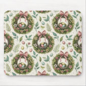 Buchsbaum-Osterkranz rosa Schleife mit Ei Mousepad (Vorne)
