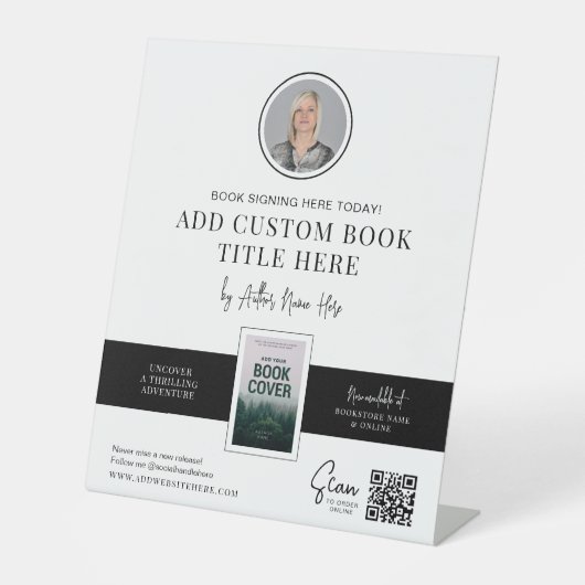 Buchsignaturereignis trifft den QR-Code des Autors Sockelschild (Vorderseite)