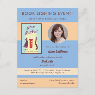 Buchsignierstunde Autorenerscheinung Blau Postkarte