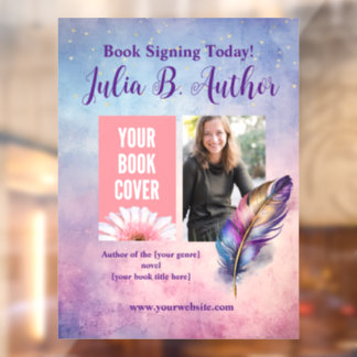 Buchsignierung eines Whimsical Autors Fensteraufkleber