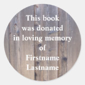 Buchspendensticker Wood Runder Aufkleber (Vorderseite)