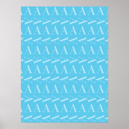Buchstabe A - Anfangsbuchstaben der Aqua Blue Mono Poster (Vorne)