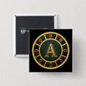 Buchstabe A, aufwendiges Monogramm-Medaillon Button (Vorne & Hinten)
