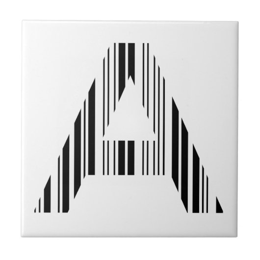 BUCHSTABE A BARCODE Erstes Anfangsbuchstaben-Barco Fliese (Vorderseite)