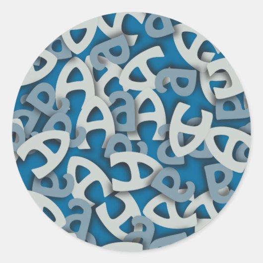 Buchstabe A Blau Runder Aufkleber (Vorderseite)
