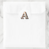 Buchstabe "A" elegant bestickt Runder Aufkleber (Tasche)