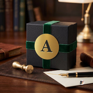 Buchstabe A Elegantes Monogramm Gold Runder Aufkleber