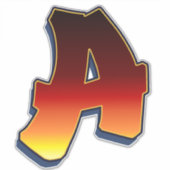 Buchstabe A - Flammen Aufkleber (Vorderseite)
