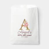 Buchstabe A Gold Monogramm Blush Rosa Rosen Geschenktütchen (Vorderseite)