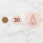 Buchstabe A Gold Monogramm Blush Rosa Rosen Konfetti (Vorderseiten)