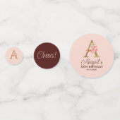 Buchstabe A Gold Monogramm Blush Rosa Rosen Konfetti (Rückseiten)